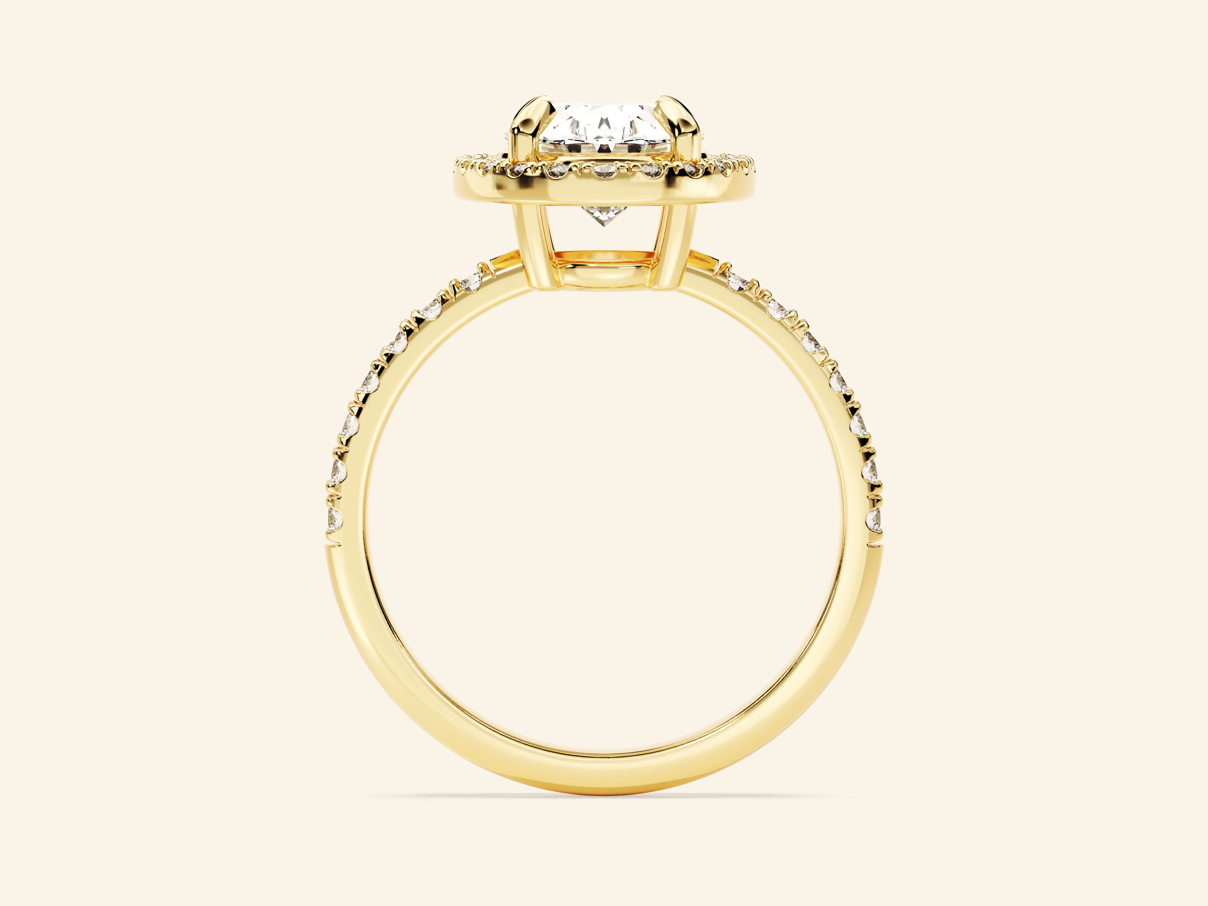 Oval Halo Engagement Ring with Pave Set Side Stones