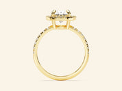 Oval Halo Engagement Ring with Pave Set Side Stones