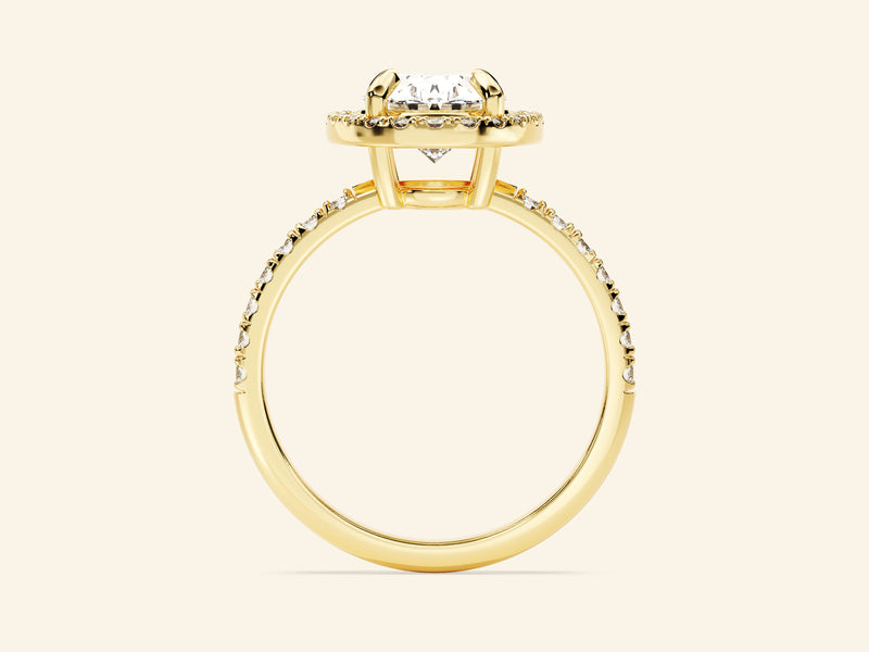 Oval Halo Engagement Ring with Pave Set Side Stones