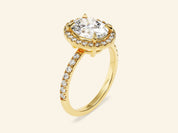 Oval Halo Engagement Ring with Pave Set Side Stones