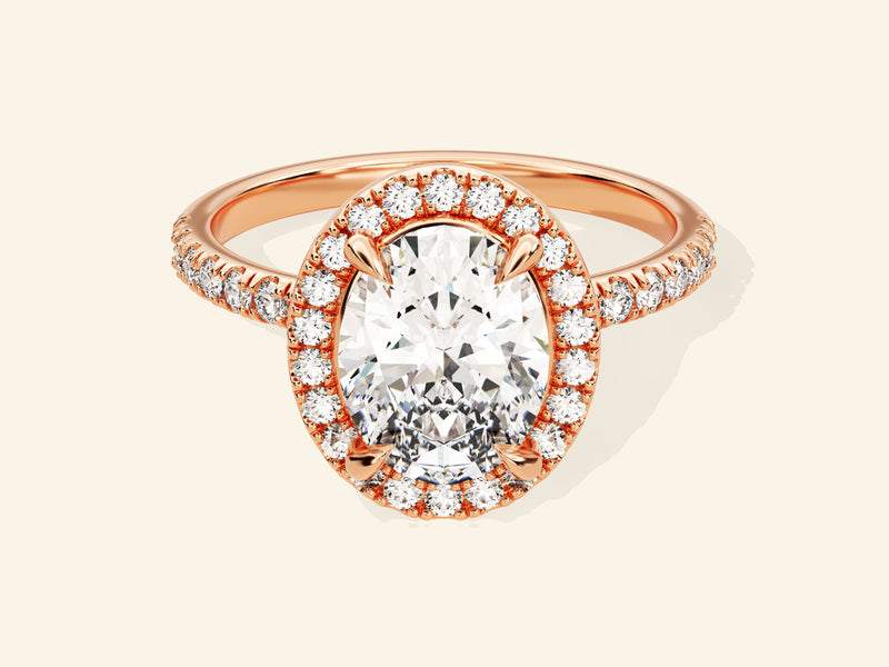 Oval Halo Engagement Ring with Pave Set Side Stones