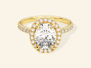 Oval Halo Engagement Ring with Pave Set Side Stones