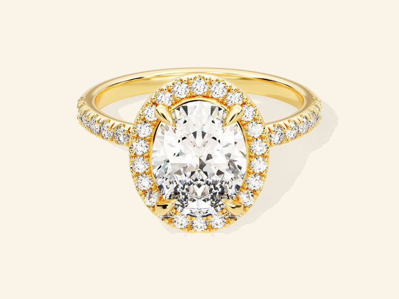 Oval Halo Engagement Ring with Pave Set Side Stones