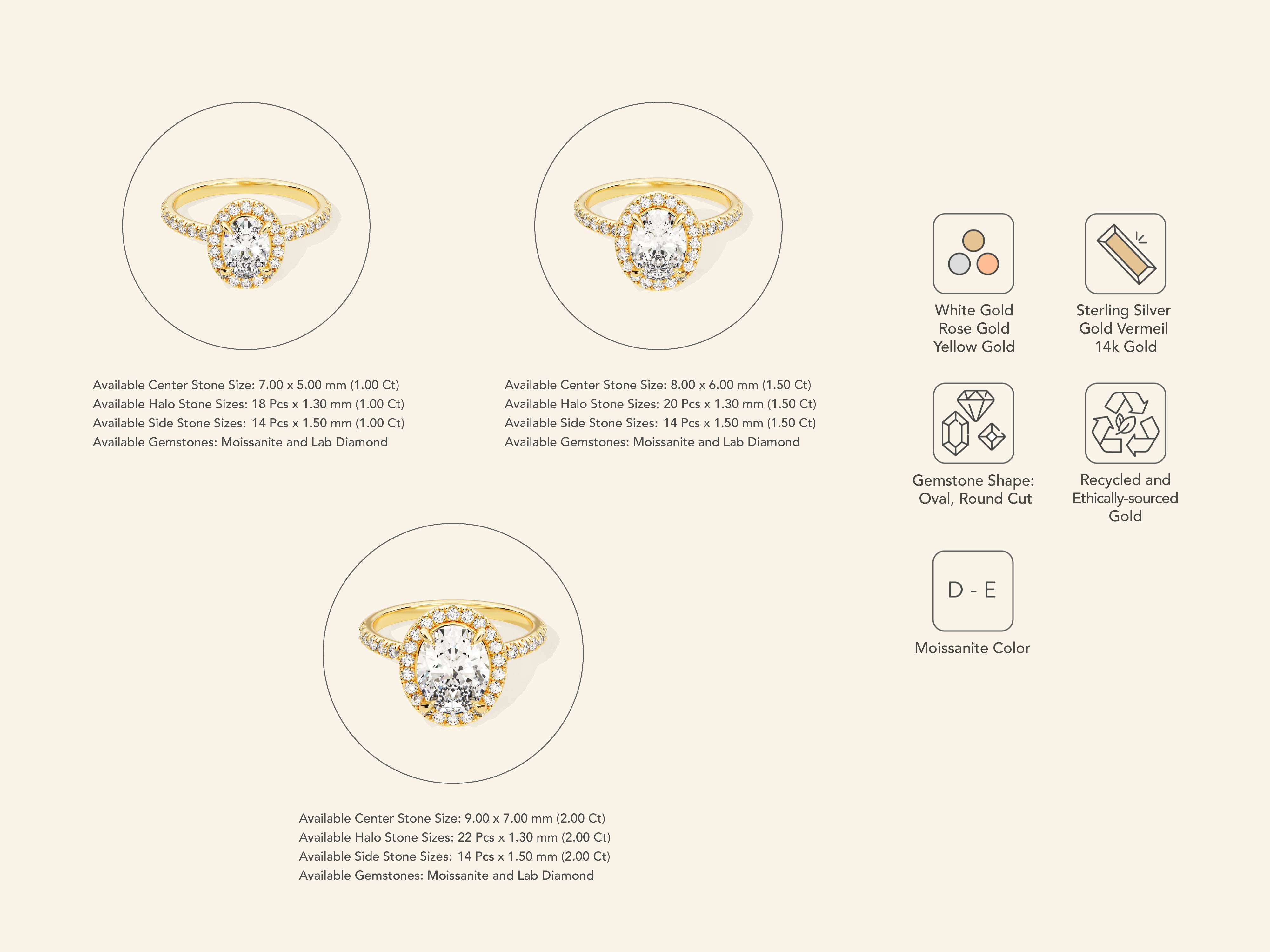 Oval Halo Engagement Ring with Pave Set Side Stones