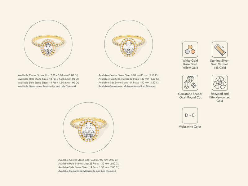 Oval Halo Engagement Ring with Pave Set Side Stones