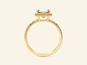 Princess Halo Engagement Ring with Pave Set Side Stones