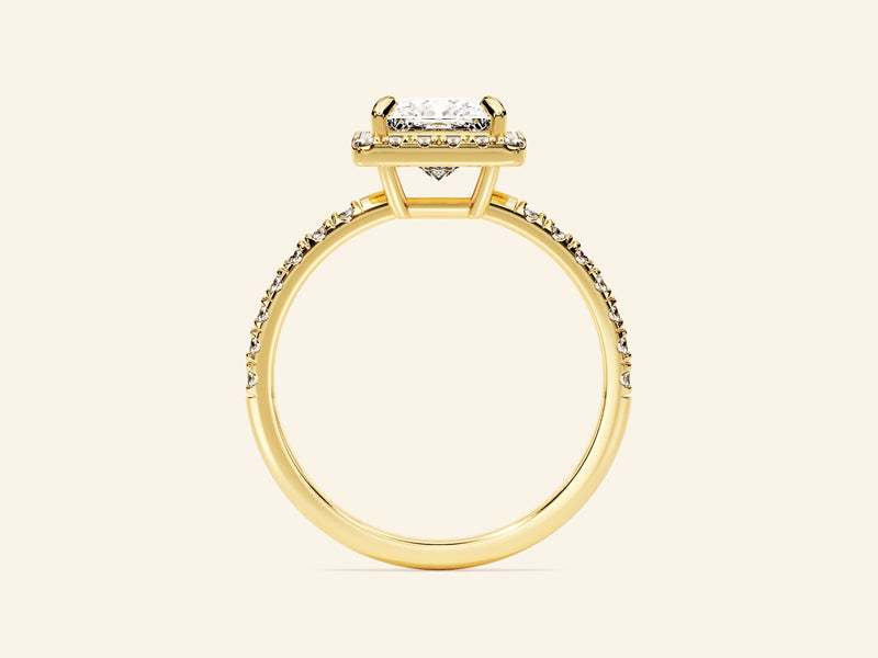 Princess Halo Engagement Ring with Pave Set Side Stones