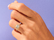 Princess Halo Engagement Ring with Pave Set Side Stones