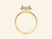 Princess Halo Engagement Ring with Pave Set Side Stones