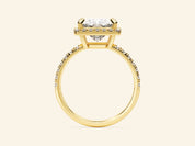 Princess Halo Engagement Ring with Pave Set Side Stones