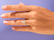 Emerald Halo Engagement Ring with Pave Set Side Stones