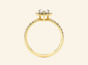 Pear Halo Engagement Ring with Pave Set Side Stones