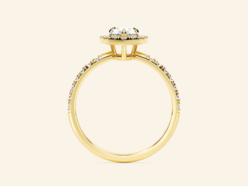 Pear Halo Engagement Ring with Pave Set Side Stones