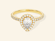Pear Halo Engagement Ring with Pave Set Side Stones