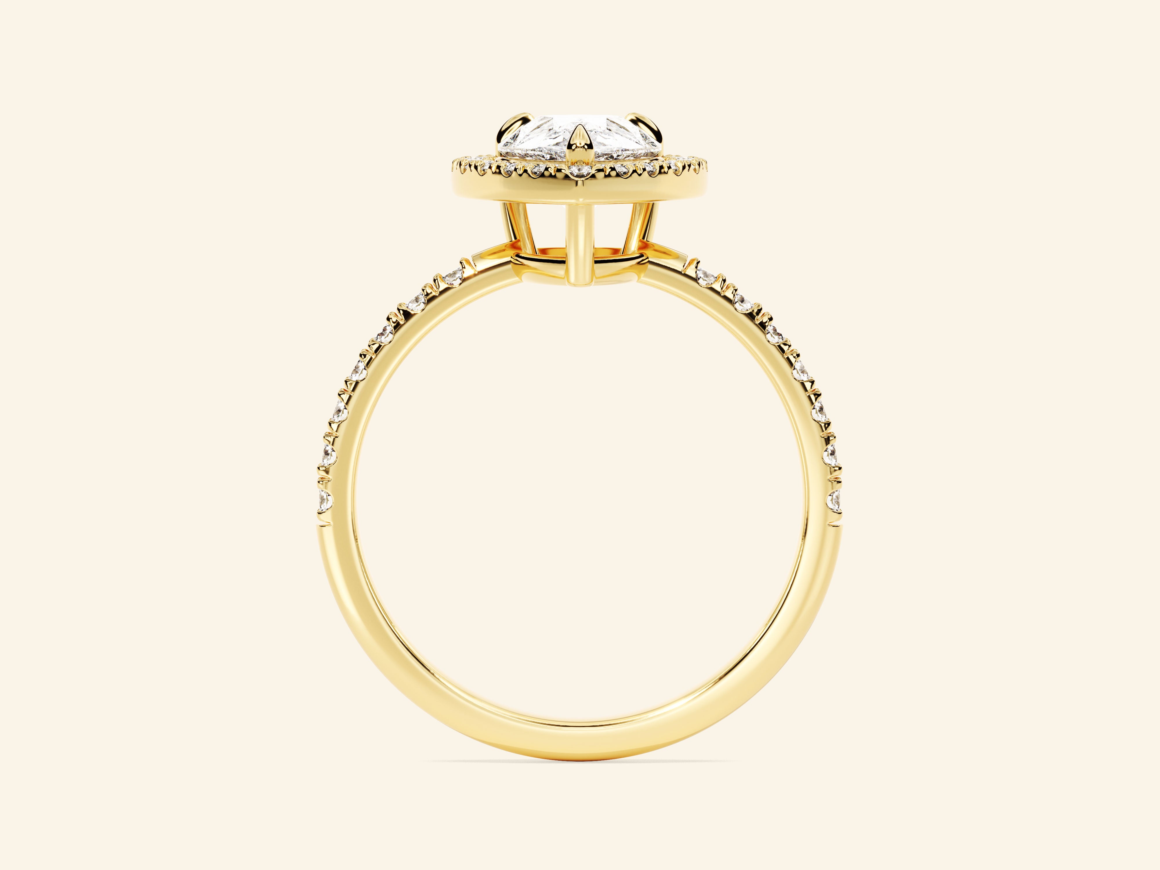 Pear Halo Engagement Ring with Pave Set Side Stones
