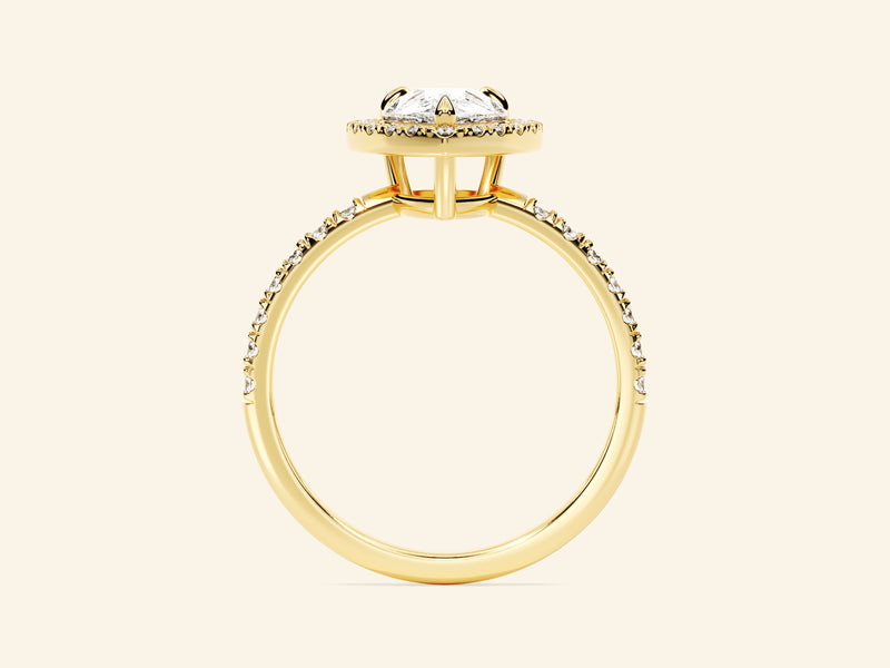 Pear Halo Engagement Ring with Pave Set Side Stones