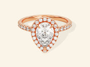 Pear Halo Engagement Ring with Pave Set Side Stones