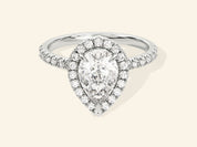 Pear Halo Engagement Ring with Pave Set Side Stones