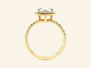 Pear Halo Engagement Ring with Pave Set Side Stones
