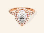 Pear Halo Engagement Ring with Pave Set Side Stones