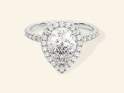 Pear Halo Engagement Ring with Pave Set Side Stones