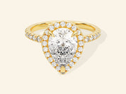 Pear Halo Engagement Ring with Pave Set Side Stones