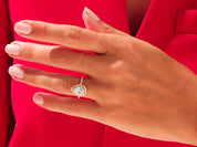 Pear Halo Engagement Ring with Pave Set Side Stones