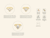 Pear Halo Engagement Ring with Pave Set Side Stones