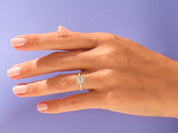 Asscher Halo Engagement Ring with Pave Set Side Stones