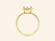 Heart Halo Engagement Ring with Pave Set Side Stones