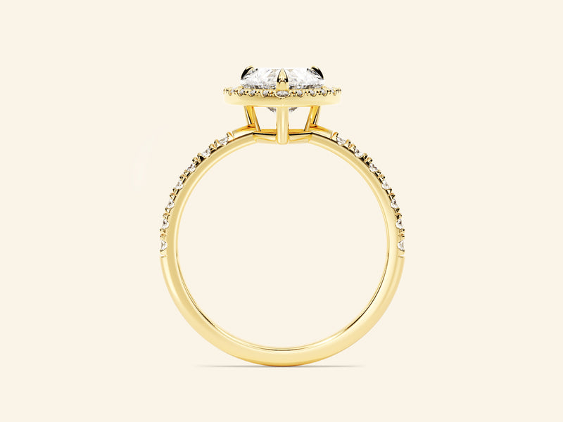 Heart Halo Engagement Ring with Pave Set Side Stones