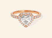 Heart Halo Engagement Ring with Pave Set Side Stones