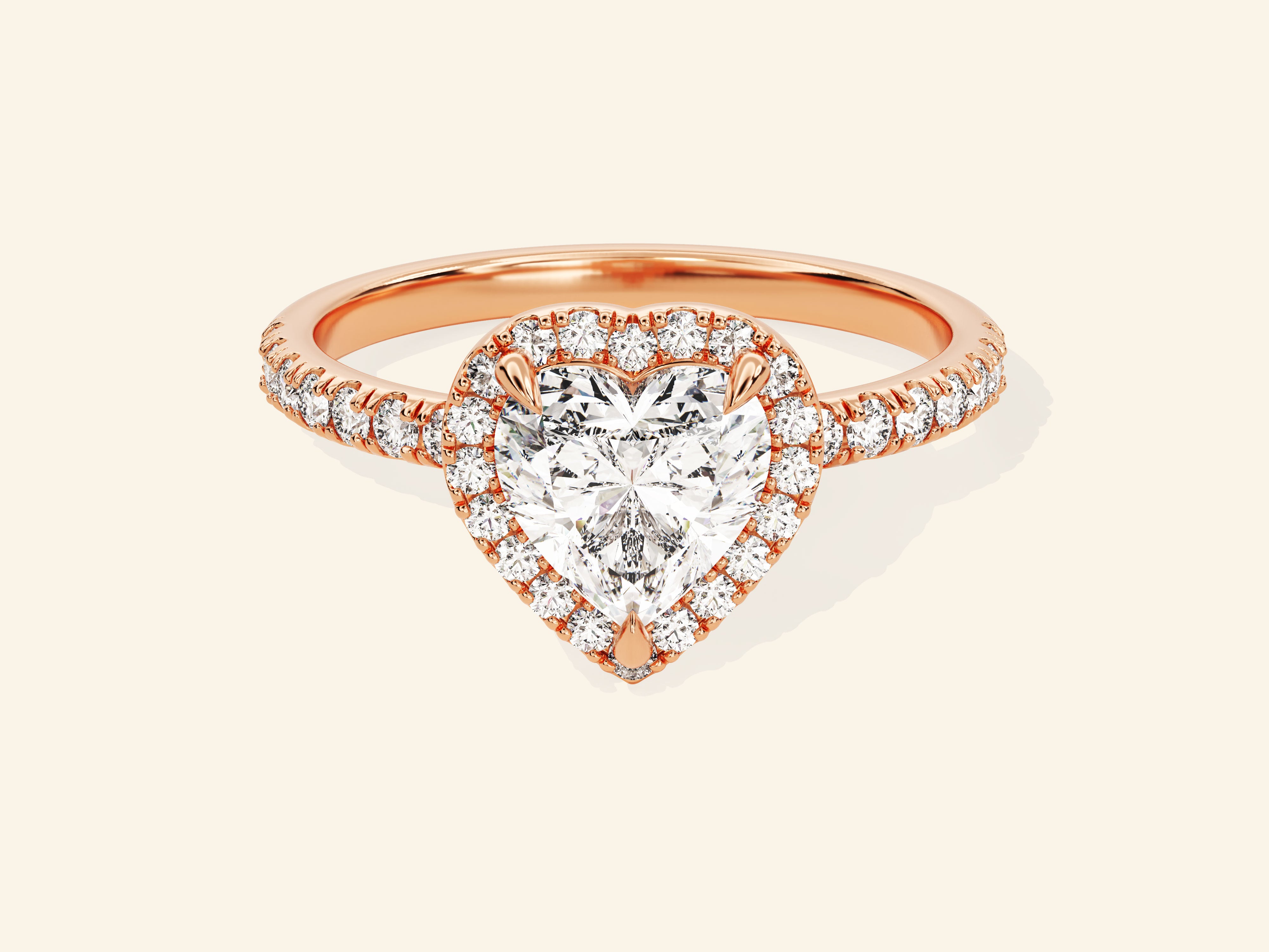 Heart Halo Engagement Ring with Pave Set Side Stones