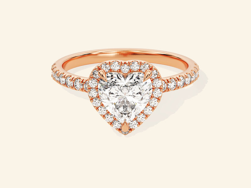 Heart Halo Engagement Ring with Pave Set Side Stones
