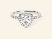 Heart Halo Engagement Ring with Pave Set Side Stones