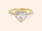Heart Halo Engagement Ring with Pave Set Side Stones