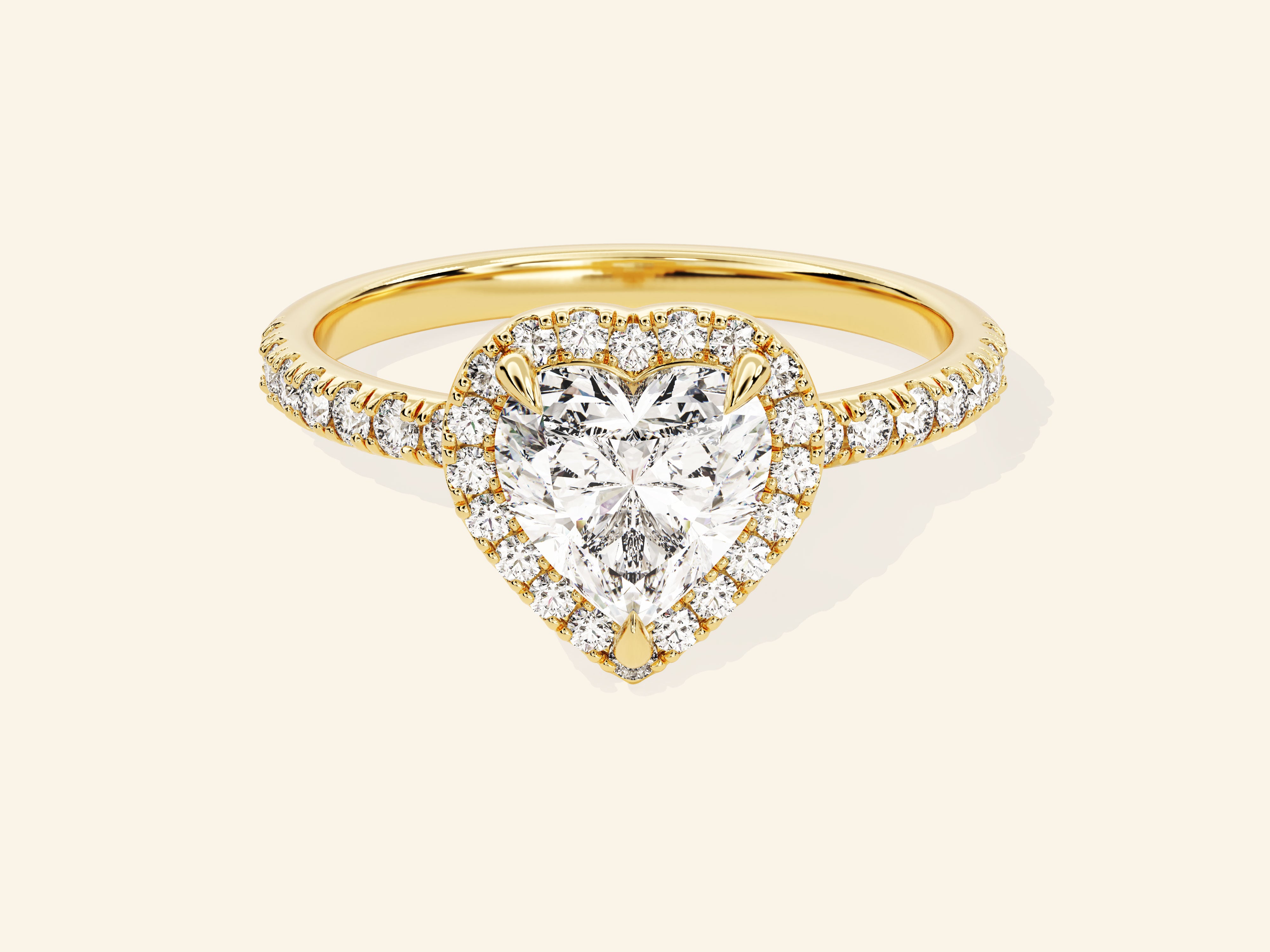 Heart Halo Engagement Ring with Pave Set Side Stones