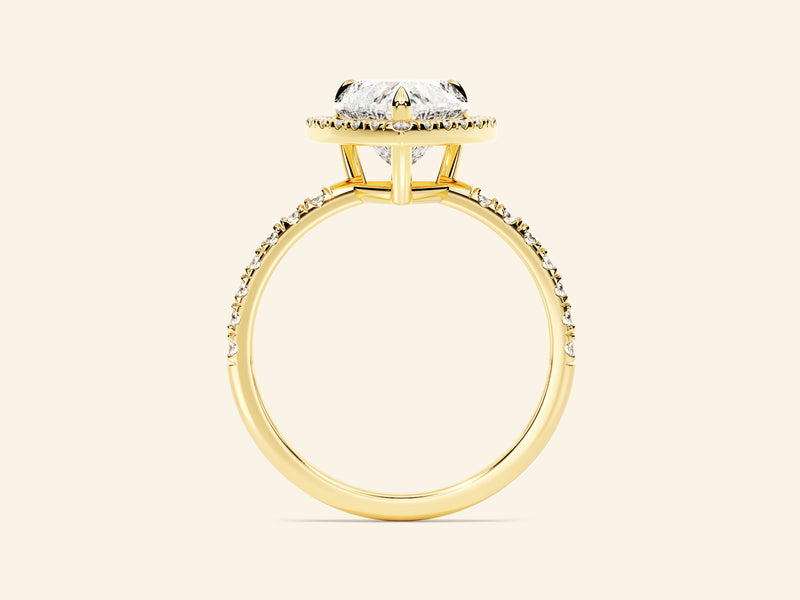 Heart Halo Engagement Ring with Pave Set Side Stones