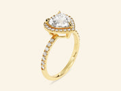 Heart Halo Engagement Ring with Pave Set Side Stones