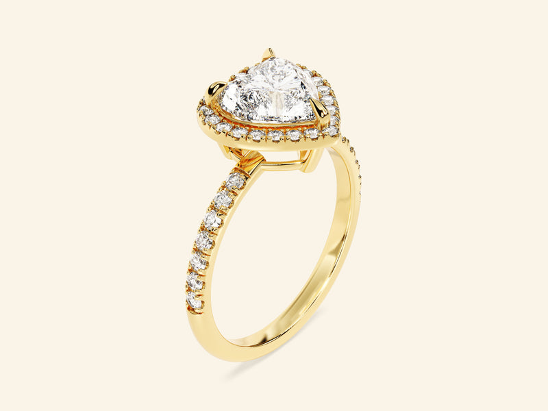Heart Halo Engagement Ring with Pave Set Side Stones