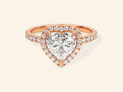Heart Halo Engagement Ring with Pave Set Side Stones