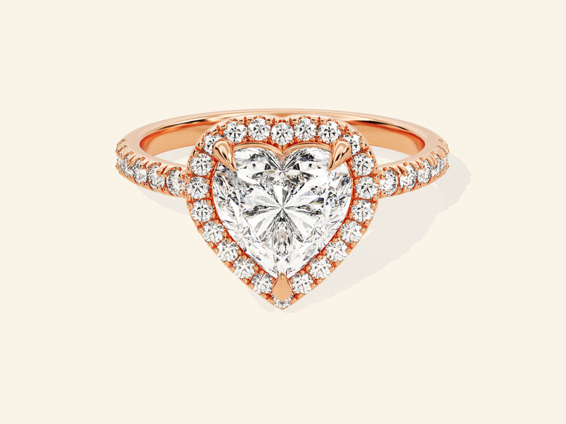 Heart Halo Engagement Ring with Pave Set Side Stones