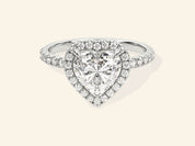 Heart Halo Engagement Ring with Pave Set Side Stones