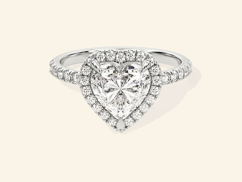 Heart Halo Engagement Ring with Pave Set Side Stones