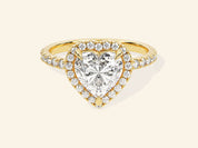 Heart Halo Engagement Ring with Pave Set Side Stones