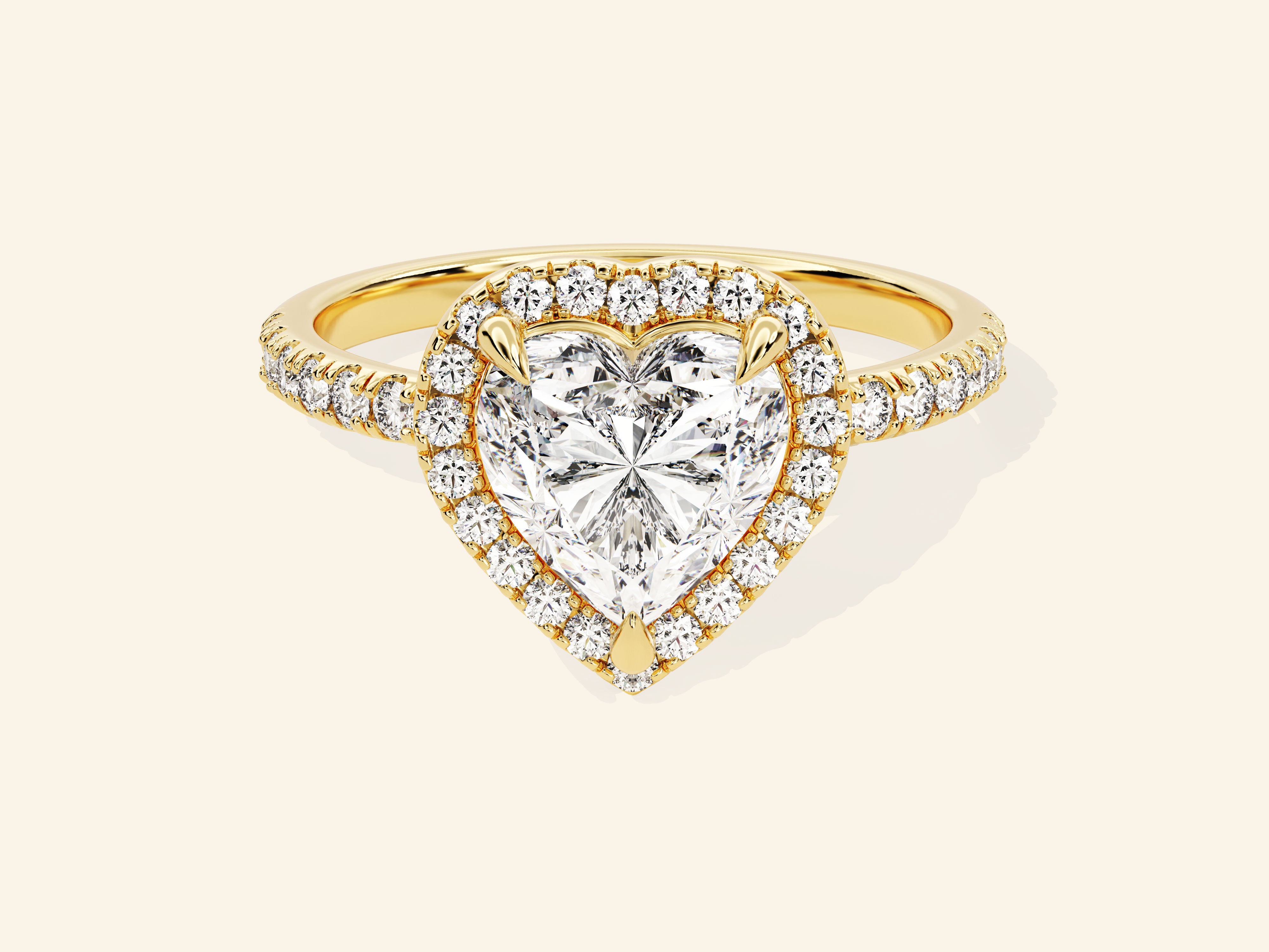 Heart Halo Engagement Ring with Pave Set Side Stones