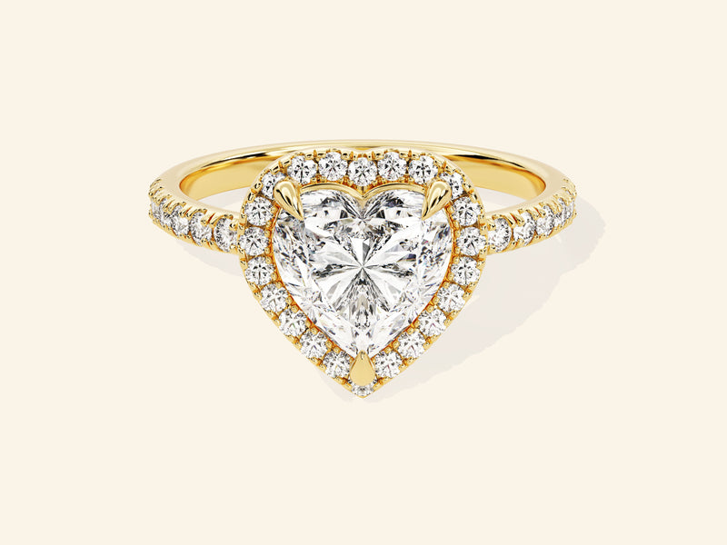 Heart Halo Engagement Ring with Pave Set Side Stones