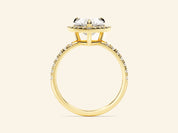 Heart Halo Engagement Ring with Pave Set Side Stones