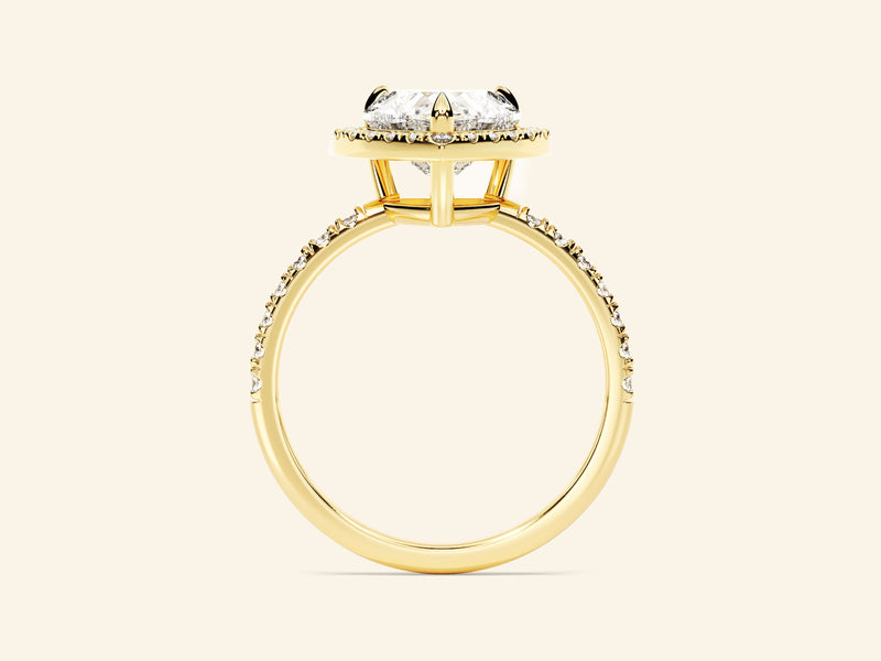 Heart Halo Engagement Ring with Pave Set Side Stones