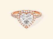 Heart Halo Engagement Ring with Pave Set Side Stones
